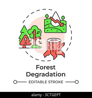 Forest degradation multi color concept icon Stock Vector