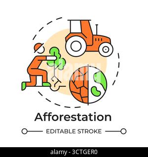 Afforestation multi color concept icon Stock Vector