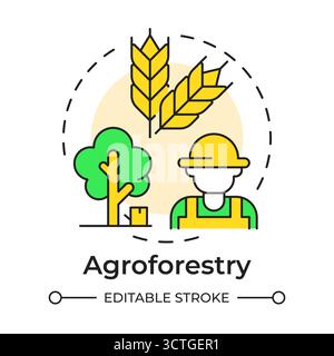 Agroforestry multi color concept icon Stock Vector