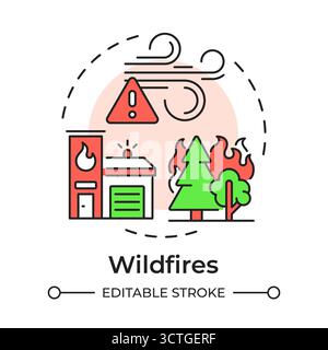 Wildfires multi color concept icon Stock Vector