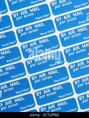 Royal Mail Air Mail stickers also known as Airmail Etiquette labels Stock Photo