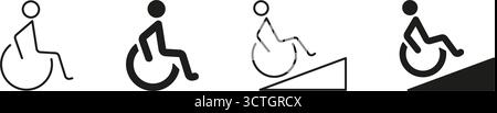 Wheelchair Accessibility And Mobility Icon Set. Disability Access And Inclusivity Symbol Collection. Promoting Barrier-Free Environments And Equal Stock Vector