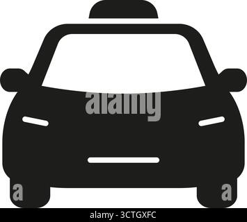 Taxi Front View Solid Icon. Urban Transportation And Cab Service Silhouette Symbol. Taxi Dispatch And Ride-Sharing Concept. Isolated Vector Stock Vector