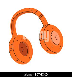 Vector wireless over ear headphones icon. Bluetooth headset for music and calls, podcast and gaming, entertaining and streaming. Portable call and listening device. Gadget or earphones for streaming. Stock Vector