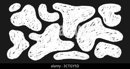 Irregular Shapes With White Chalk Texture  Stock Vector