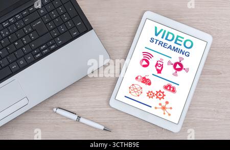 Video streaming concept shown on a digital tablet Stock Photo