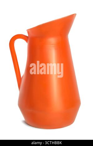 Plastic orange color jug isolated on white background Stock Photo