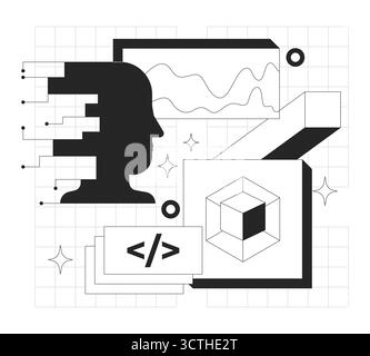 Web development line onboarding ui illustration Stock Vector