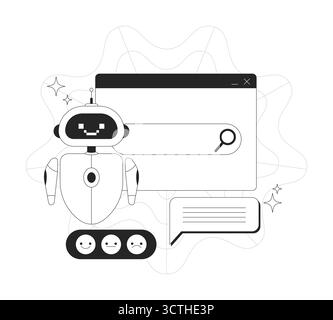 AI powered search bar line onboarding ui illustration Stock Vector
