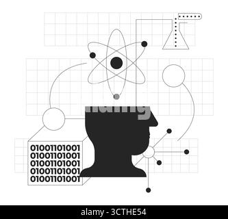 Data science line onboarding ui illustration Stock Vector