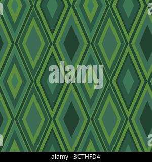 Green Argyle Seamless Pattern. Green Festive Rhombuses Pattern, Textile Geometric Design Stock Vector