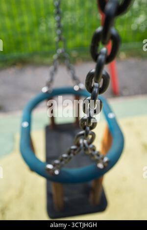 chain supporting, child's cradle seat swing Stock Photo