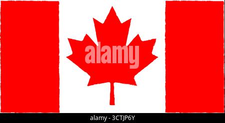 Canada brushstroke flag on transparent background. Stylized Canadian flag illustration featuring bold red brushstrokes and a centered maple leaf emble Stock Vector