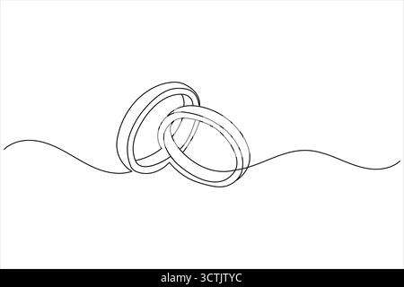 Wedding rings continuous one line drawing minimalist style outline ...