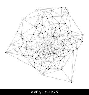Abstract geometric mesh of interconnected black dots and lines forming a complex network structure ideal for science technology, data visualization concepts isolated on white background vector. Stock Vector