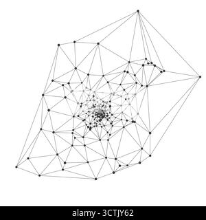 Abstract geometric mesh of connected black dots and lines forming a complex network structure ideal for technology science backgrounds isolated on white background vector illustration Stock Vector