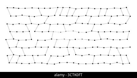 Abstract geometric diamond facet pattern with connected black dots and thin lines on a white background, ideal for backgrounds, science, or technology themes, isolated vector illustration Stock Vector