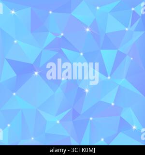 Beautiful blue abstract background of triangles and polygons with flashes of light in the corners. Stock Vector