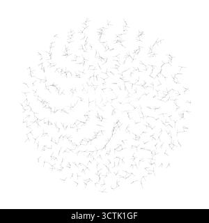 Abstract circular design formed by delicate linear branches perfect for backgrounds, science, or technology themes isolated on white background vector Stock Vector