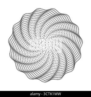 Abstract geometric spiral mesh pattern formed by black dots and connecting lines, perfect for backgrounds, technology, science, or modern graphic projects vector illustration Stock Vector