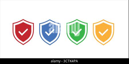 Secure Shield Checkmark Icons - Protection & Verification Symbols Stock Vector