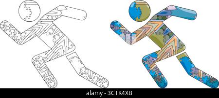 Athletics decorative icon for coloring. Olympic sport Stock Vector