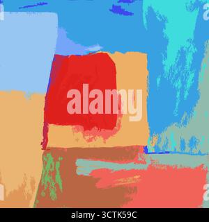Modern Abstract Art - Vector Illustration From Original Contemporary Painting Square Colorful Composition Stock Vector