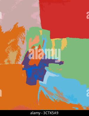 Modern Abstract Art - Vector Illustration From Original Contemporary Painting Square Colorful Composition Stock Vector