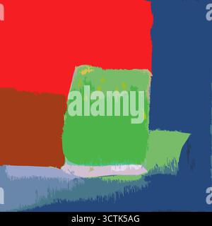 Modern Abstract Art - Vector Illustration From Original Contemporary Painting Square Colorful Composition Stock Vector
