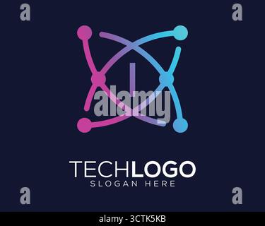 Letter C gradient color technology logo design vector illustration. C ...