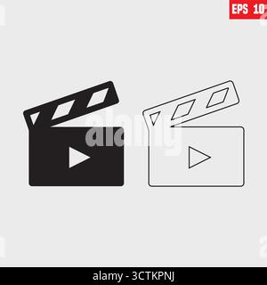 The flapping board icon. One of the installed web icons. A movie board. Vector illustration isolated on a white background Stock Vector