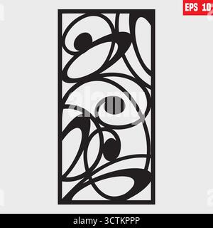 Decorative panel, geometric panel, Pattern for laser ,router , fiber, Cnc Decorative, files for wood ,Cnc patterns ,Wall Stencil, decorative laser cut Stock Vector