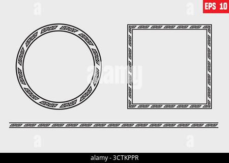 Outline greece border isolated on white background. Greek pattern. Roman ellipse frame. Round greece boarder for design prints. Circular ancient Stock Vector