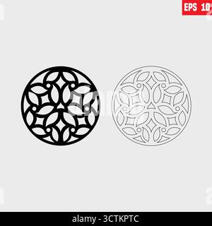 Arabesque circle, round element set for laser cutting ,stencil, engraving. Stock Vector