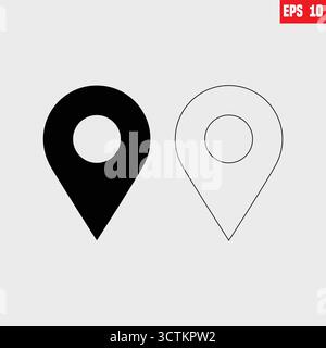 check mark navigation marker solid vector icon, destination point map pin Stock Vector