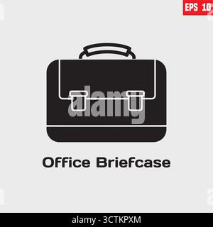 Briefcase icon in flat black solid vector Stock Vector