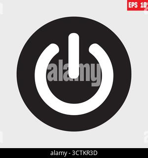 Power switch button. power icon. start and stop button. on button. off button. Stock Vector