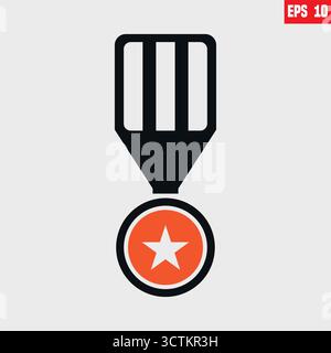 Medal icon, gold, silver, bronze, medal and red ribbon. vector illustration Stock Vector