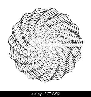 Abstract geometric spiral mesh pattern formed by black dots and connecting lines, perfect for backgrounds, technology, science, or modern graphic projects vector illustration Stock Vector