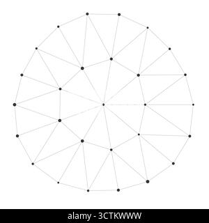 Abstract geometric circle formed by intersecting lines and larger black points ideal for science, technology, or network concepts on white background vector illustration Stock Vector