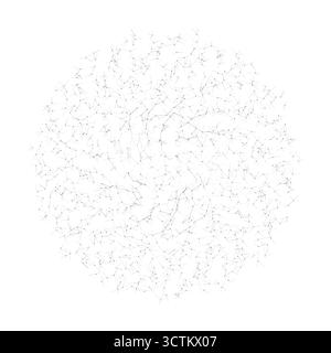Minimal geometric circle formed by thin black lines and dots creating a network pattern perfect for technology backgrounds, science visuals, or modern Stock Vector