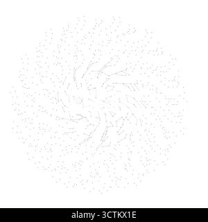 Abstract geometric circle formed by uniform dots and connecting lines, ideal for technology, science, or data visualization concepts, isolated on whit Stock Vector
