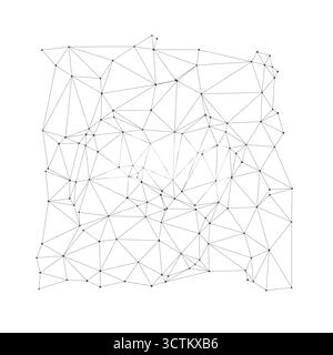 Minimalist geometric wireframe mesh with connected lines and points perfect for backgrounds, technology, science, or digital design projects vector illustration Stock Vector