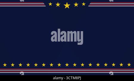 Patriotic themed background featuring golden stars and horizontal red, blue, and white stripes on dark blue backdrop ideal for patriotic events. Stock Vector