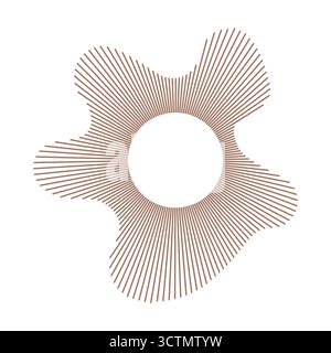 Circular wave, sound lines. Radial thin rays. Sound ring mockup. Equalizer logo template, radial spectrum. Wavy frame circle pattern. Wavy design Stock Vector