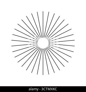 Abstract geometric rays pattern.Sun star burst, rays. Circulars lines beams. Circle radial radiation lines. Spokes with radiating stripes grid.  Stock Vector