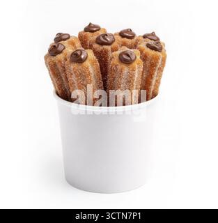 mockup of churros with chocolate in a cup. Stock Photo