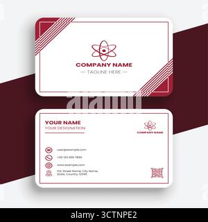 Clean Red and White Geometric Business Card Design Template Stock Vector