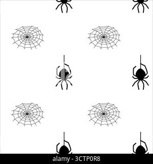 Spiders and webs pattern in black and white design for creative projects Stock Vector