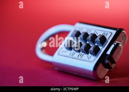 Lock padlock with number security code Stock Photo